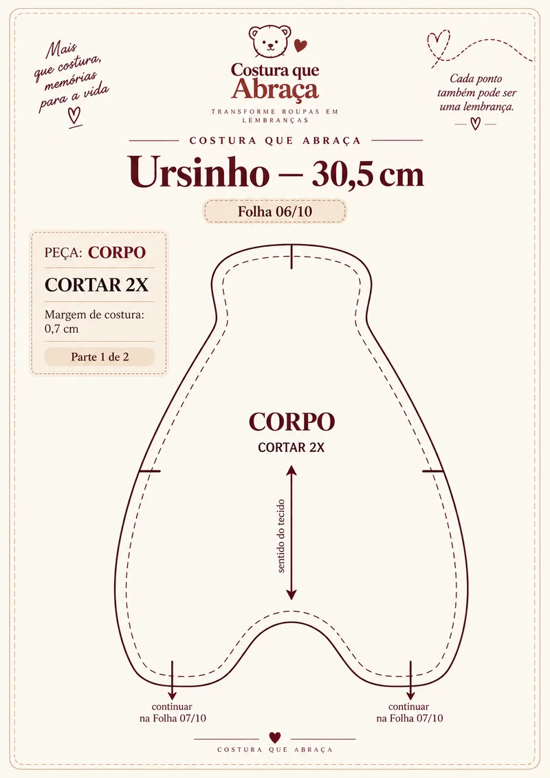 Molde do corpo do Ursinho da Memória, folha 6 de 10