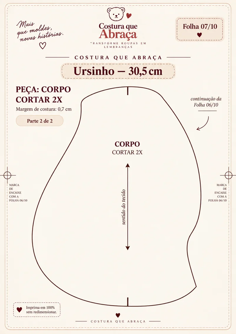 Molde do corpo do Ursinho da Memória, folha 7 de 10