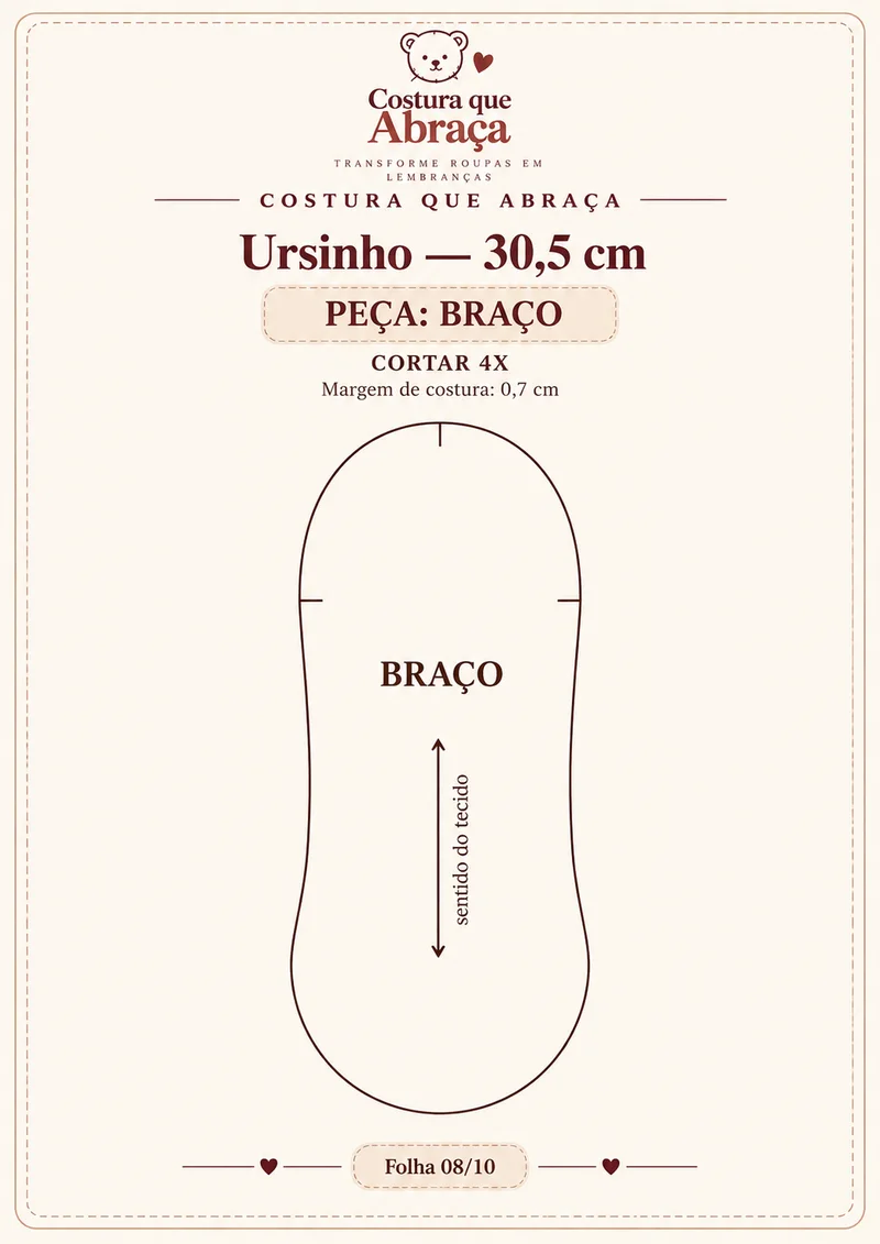 Molde do braço do Ursinho da Memória, folha 8 de 10