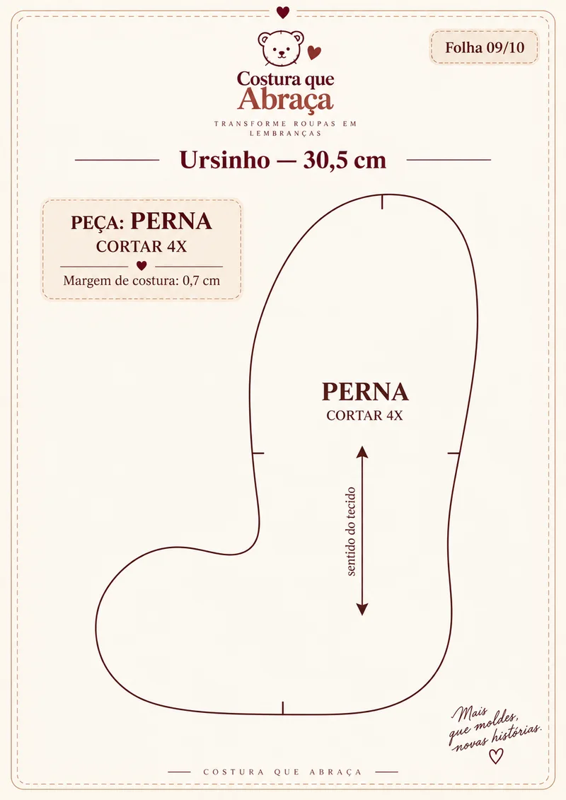 Molde da perna do Ursinho da Memória, folha 9 de 10